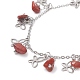 Bracelet de cheville éclats de jaspe rouge naturel et breloques papillon AJEW-AN00512-07-3