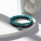 Ensemble de bracelets extensibles en perles de noix de coco naturelles et de turquoise synthétique (teintes) BJEW-JB07168-3