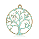 Flat Round with Tree Alloy Pendants PALLOY-O068-22-NF-2