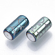 電気メッキガラスビーズ  丸点模様の列  アクアマリン  20x10mm  穴：1.2mm  約50個/袋 EGLA-N003-07C-2