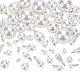 Abs プラスチック模造真珠ペンダント  合金ループ付き  ラウンド/ティアドロップ  プラチナ＆ライトゴールド  7~23.5x4~19.5mm  穴：1.2~2mm  30個/袋 KY-WH0046-69-1