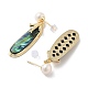 Pendientes colgantes de perlas y concha de paua EJEW-P256-07G-2
