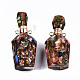 Pendentifs de flacons de parfum ouvrants en bronzite synthétique et jaspe impérial assemblés G-S366-058E-2
