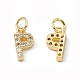 Real 18K Gold Plated Brass Micro Pave Clear Cubic Zirconia Charms KK-E068-VB452-P-1