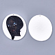 プリント加工木製のビッグサイズペンダント  染め  女性との楕円形  ブラック  63x50x2.5mm  穴：1.2mm X-WOOD-S050-09H-2