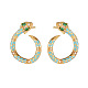 Cubic Zirconia Snake Stud Earrings with Enamel ZODI-PW0001-068H-1