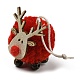 Décoration pendentif boule de cerf en peluche et bois sur le thème de noël HJEW-E008-01B-1