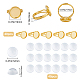 Sunnyclue 40 kit d'ébauches de bagues réglables comprenant 40 plateaux de réglage des ébauches de bagues et 40 cabochons en verre transparents demi-ronds pour la fabrication de bijoux. DIY-SC0015-73-2
