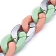 Dreifarbige handgefertigte Bordsteinketten AJEW-JB00602-01-3