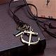 Adjustable Men's Zinc Alloy Pendant and Leather Cord Lariat Necklaces NJEW-BB16004-A-7