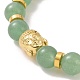 Bracelets extensibles en perles d'aventurine verte naturelle et tête de bouddha en alliage BJEW-JB09420-04-2