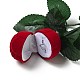 Scatole per anelli a rosa in plastica floccate CON-C015-02A-2