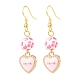 3 paio di 3 ciondoli smaltati in lega rosa stile e orecchini pendenti con perline in resina EJEW-JE05030-03-4