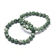Natürliche grüne Fleck Jaspis Perlen Stretch Armbänder X-BJEW-K212-A-017-1