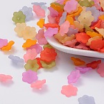 Tipos de colores, acrílico esmerilado tapas de abalorios transparente flor, aproximamente 12 mm de diámetro, 4.5 mm de espesor, agujero: 1 mm