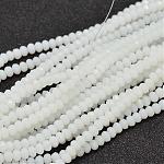 Chapelets de perles en rondelles facettées en verre, blanc, 3.5x2.5~3mm, Trou: 0.8mm, Environ 125~128 pcs/chapelet, 13.7~14.1 pouce (35~36 cm)