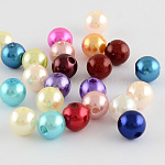 Perles rondes en plastique ABS imitation perle, couleur mixte, 20mm, Trou: 2.5mm, environ 120 pcs/500 g