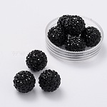 Perles de disco ball avec grade A strass, pour création de des bijoux unisexes, ronde, jet, pp11 (1.7~1.8mm), 10mm, Trou: 1mm