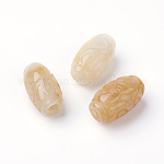 Perle naturali di giada di Myanmar / perle di giada burmese, perline con foro grande, tinto, riso, 21.5x13mm, Foro: 4~5 mm