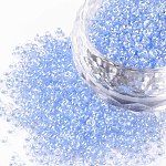 12/0 grade a perles de rocaille en verre rondes, couleurs transparentes lustered, bleu acier clair, 12/0, 2x1.5mm, Trou: 0.3mm