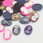 Resin Cameos Cabochons,  Oval, Mixed Color, 13x18mm
