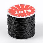 Cordons ronds de polyester paraffiné, cordon torsadé, noir, 0.5mm, environ 115.92 yards (106 m)/rouleau