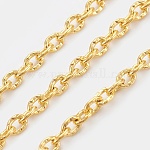 Iron Textured Cable Chains, Unwelded, with Spool, Golden, 3x2x0.5mm, about 328.08 Feet(100m)/roll