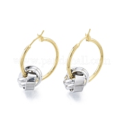 Серьги-кольца из латуни с узлом из бисера для женщин EJEW-P205-10P