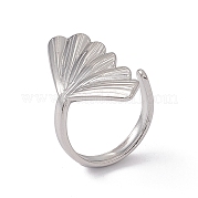 304 Stainless Steel Shell Shape Cuff Ring for Women RJEW-C045-25P