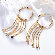 Серьги-кольца с кисточками из латуни EJEW-R014-12G