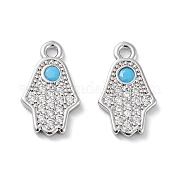 Brass Micro Pave Clear Cubic Zirconia Charms KK-F871-47P