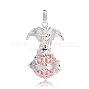 Silver Color Plated Brass Hollow Round Cage Pendants KK-J248-03S
