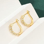 Серьги-кольца из латуни с прозрачным фианитом EJEW-Q016-15G