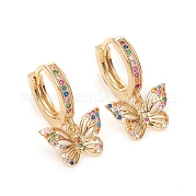 Серьги-кольца из латуни с микро-паве из фианита EJEW-G276-05G