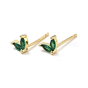 Овальные серьги-гвоздики с кубическим цирконием EJEW-G297-13G-02