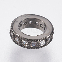 Europäische Perlen aus Messing mit Mikropavé-Fassung und Zirkonia-Unterlegscheiben&nbsp;ZIRC-F083-094B-RS