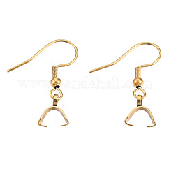 Ganchos de acero inoxidable 304 con revestimiento iónico (IP), cable de oreja, con hielo pellizcar fianzas, dorado, 27x20mm, 21 diámetro, pin: 0.7 mm