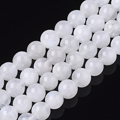 Hebras de cuentas de piedra lunar arco iris natural, redondo, 6mm, agujero: 0.6 mm, aproximamente 70~76 pcs / cadena, 15.55'' (39.5 cm)