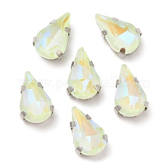 Mocha fluorescente(mi) lágrima coser en pedrería, Enlaces multifilares, con ajustes de puntas de latón, accesorios de prendas de vestir, peridoto, 10x6.5x4.5mm, agujero: 1 mm
