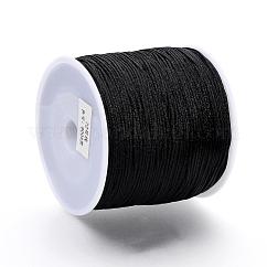 Hilo de nylon, cuerda de nailon trenzada, cuerda de anudar chino, Para hacer bisutería, negro, 0.8mm, alrededor de 109.36 yarda (100 m) / rollo
