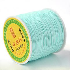 Fil de nylon tressé, Cordon à nouer chinois pour la création de bijoux en perles et macramé., turquoise pale, 0.8mm, environ 100 yards / rouleau