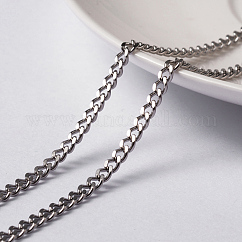 Anlaufbeständige, ungeschweißte Panzerketten aus Edelstahl 304, verdrehten Ketten, mit Spule, facettiert, Edelstahl Farbe, 4x3x0.8 mm, ca. 65.61 Fuß (20m)/Rolle
