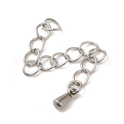 Extensor de cadena de acero inoxidable 304 resistente al deslustre, gota, color acero inoxidable, 56x4mm, gota: 7x3 mm