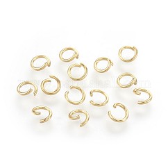 Offene Biegeringe aus Edelstahl 304, Runde, echtes 18k vergoldet, 20 Gauge, 6x0.8 mm