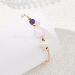 Bracelets en perles rondes et ovales de kunzite naturelle&nbsp;BJEW-JB14080-02