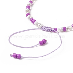 Braccialetto di perline intrecciate con semi di vetro e malocchio in lega smaltata con strass di cristallo per le donne&nbsp;BJEW-JB09248