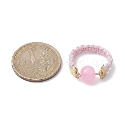Fingerring im Stil einer runden Glaskugel mit geflochtenen Perlen&nbsp;RJEW-JR00600-01