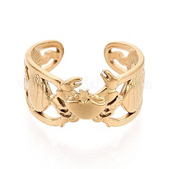 Ionenplattierung (IP) 304 Edelstahl Manschette offene Ringe für Frauen&nbsp;RJEW-N052-17G