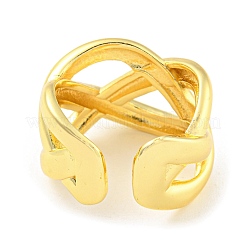 Anneaux de manchette ouverts croisés en laiton plaqué en rack&nbsp;X-RJEW-Q784-10G