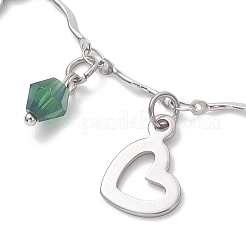 Bracelets à breloques en acier inoxydable 304 et alliage de strass&nbsp;BJEW-JB12447-02